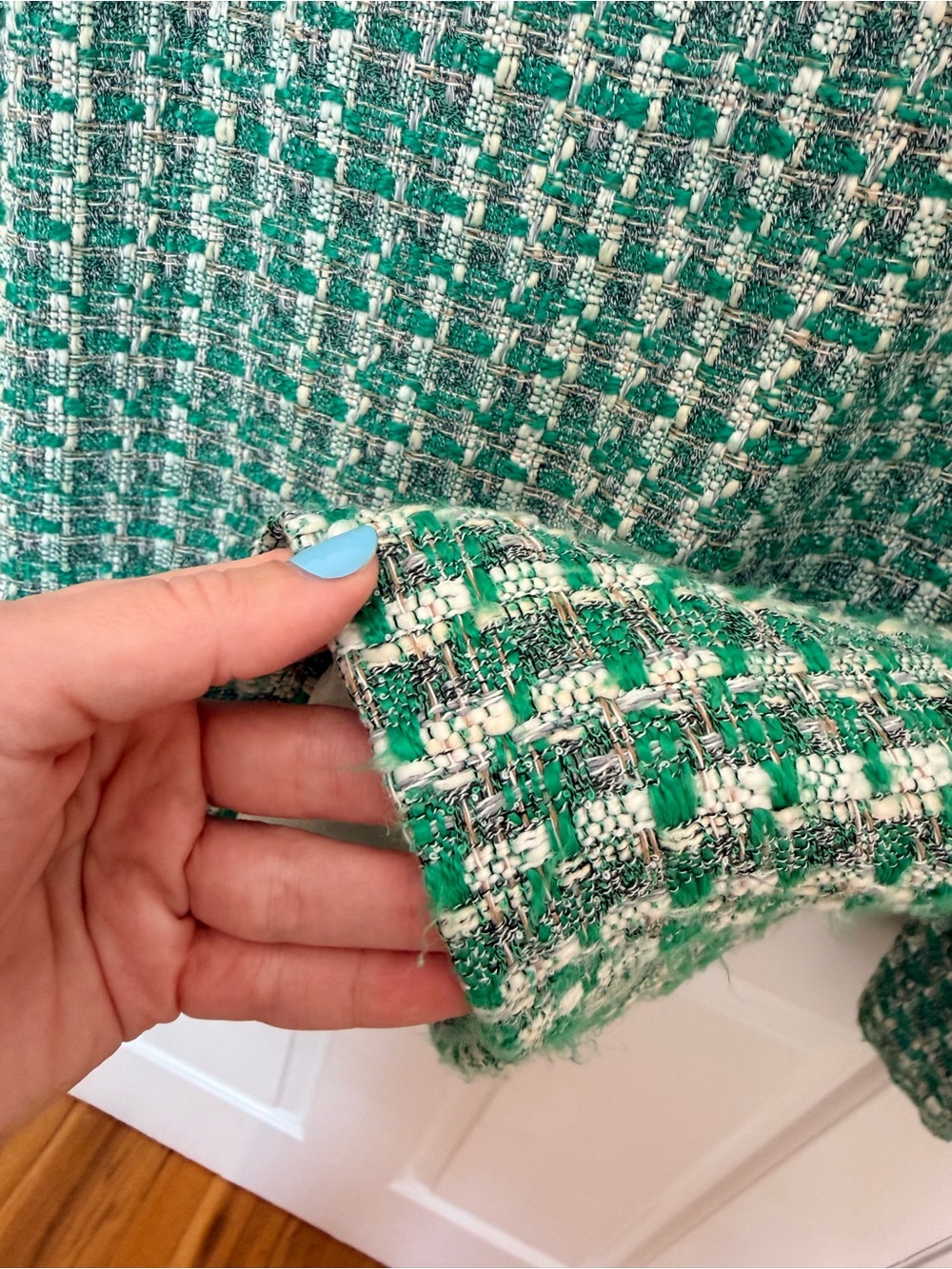 Maeve by Anthropologie Green Tweed Button-Front Jacket with Brown Buttons - Picture 7 of 7
